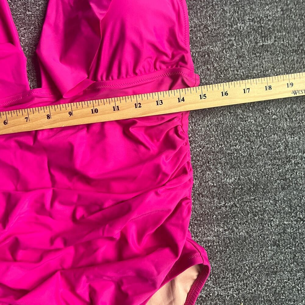 J. Crew Pink Ruffle One Piece Swimsuit NWT Size 14 - Picture 6 of 10